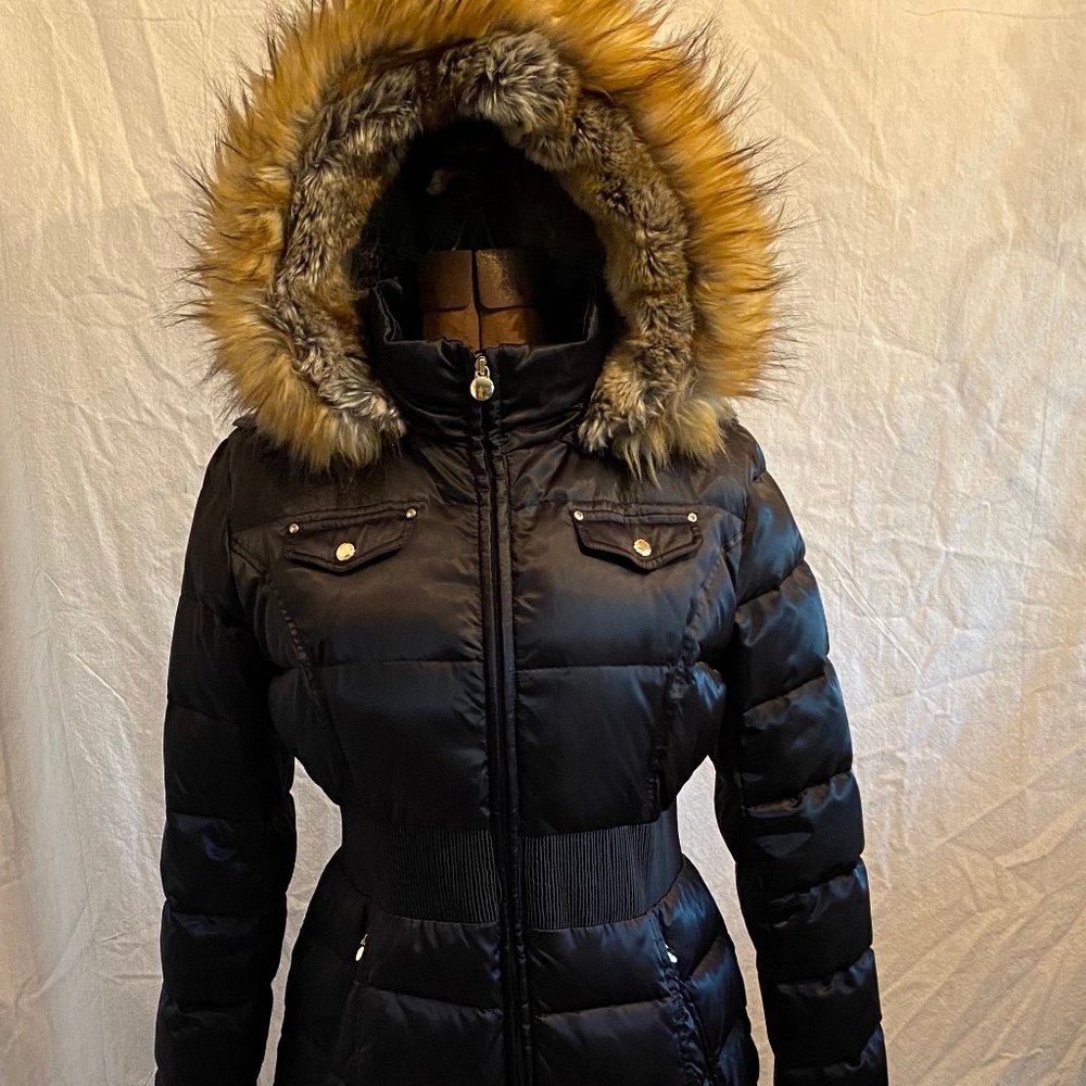 Puffer Jacket Faux Fur Hood Quilted LAUNDRY BY SHELLI SEGAL